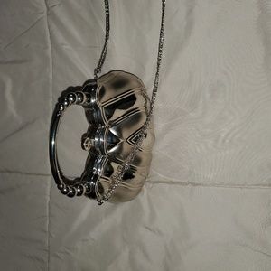 COCKTAIL SILVER METAL AND CRYSTAL PURSE